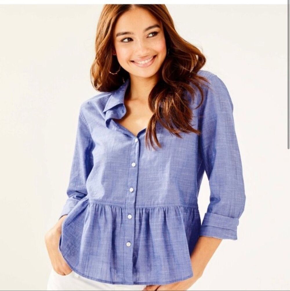 Lilly Pulitzer Carina Button Down Peplum Size Small
